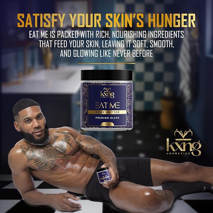 KXNG Whipped Moisturizing Body Butter, Shea Butter Enriched Cream for Dry Skin, Lightweight Hydration for Men & Women, Cruelty-Free