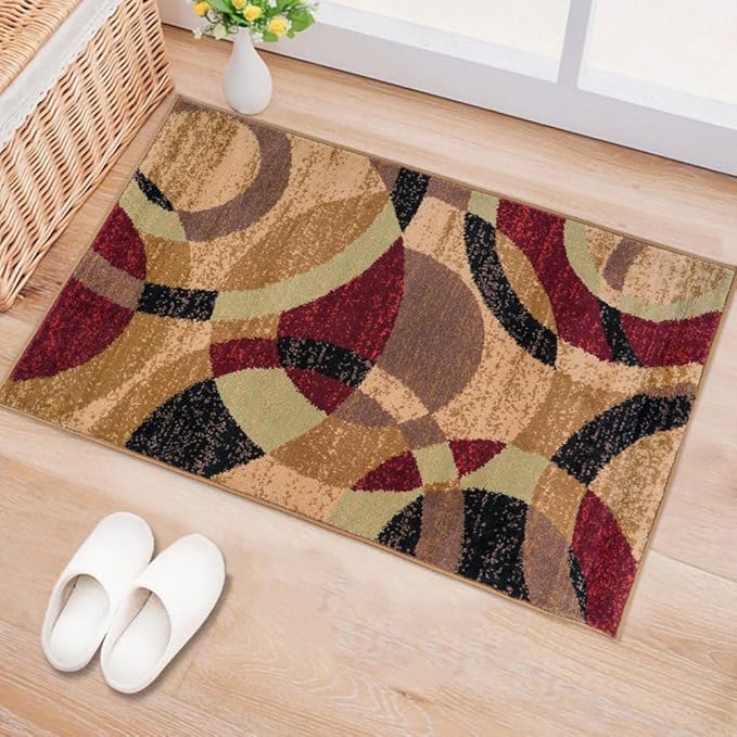 Rugshop Contemporary Abstract Circles Perfect for high Traffic Areas of Your Living Room,Bedroom,Home Office,Kitchen Easy Cleaning Area Rug 2' x 3' Multi