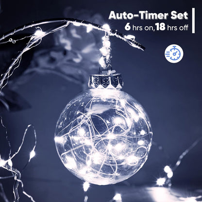 1 Pack 65.6 Ft. Battery Operated Outdoor String Lights with Remote & Timer, LED Cool White Fairy Lights, Waterproof Twinkle Lights for Bedroom, Dorm, Mason Jar, Wedding, Party, Christmas