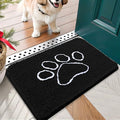 OLANLY Dog Door Mat for Muddy Paws 24x16, Paw Print Design, Absorbs Moisture and Dirt, Absorbent Non-Slip Washable Doormat, Quick Dry Chenille Mud Mat for Dogs, Entry Indoor Entryway Carpet, Black