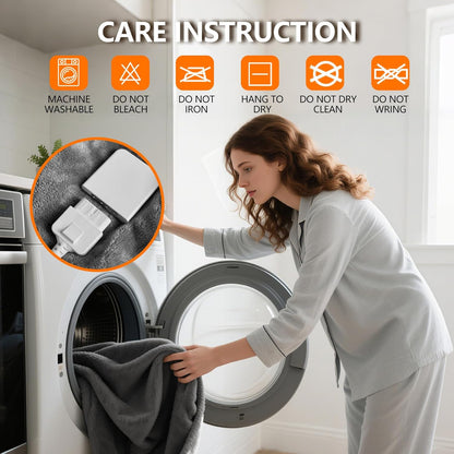 Heated Blanket Throw 50x60, Extra Plush 220GSM Flannel & Sherpa with Child Lock | 6-Level Smart Adaptive Heat & 8Hr Timer | ETL Certified Electric Blanket for Full Body Comfort