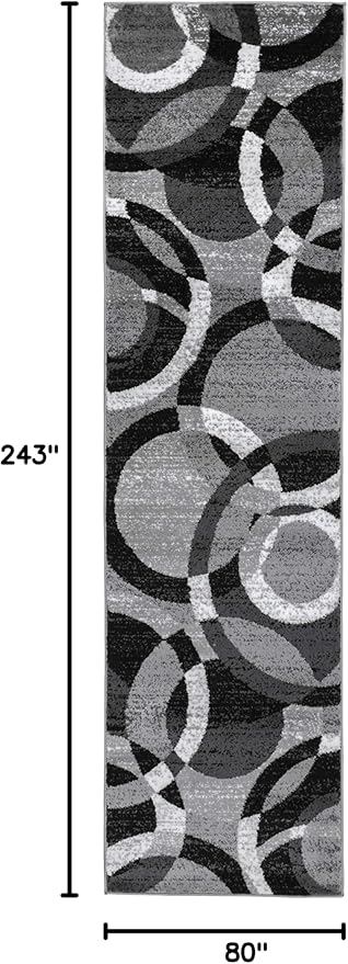 Rugshop Contemporary Abstract Circles Perfect for high Traffic Areas of Your Living Room,Bedroom,Home Office,Kitchen Runner Rug 2'7" x 8' Gray
