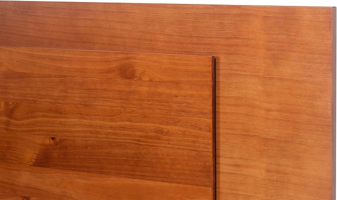 memomad Bali Slim Set: Storage Platform Bed with Drawers + Flat Panel Headboard (Queen Size, Caramel Brown Wood)