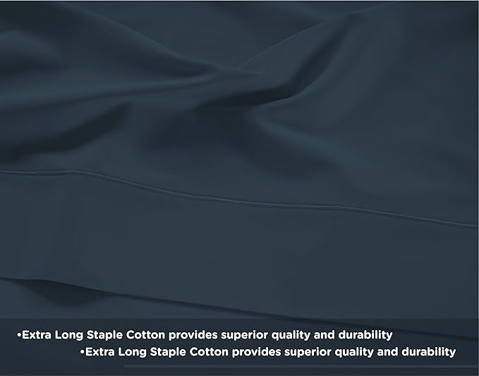 LANE LINEN 100% Cotton Sheets King Size – 600 Thread Count King Size Bed Sheets, Hotel Luxury Soft Silky Sateen Weave, Durable for Year Round Use, Fully Elasticized 15" Deep Pocket – Estate Blue