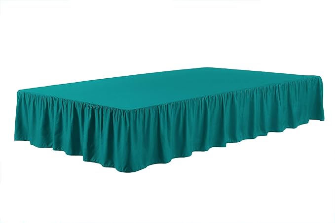 Sheets & Beyond Wrap Around Solid Microfiber Luxury Hotel Quality Fabric Bedroom Gathered Ruffled Bedding Bed Skirt 14 Inch Drop (Twin, Teal)
