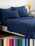 Bare Home Hotel Luxury Full Sheet Set, Extra Soft - 6 Piece Set - Deep Pockets - Easy Fit - Cooling & Breathable - Wrinkle, Fade, Stain Resistant - Includes 4 Pillowcases (Full, Dark Blue)