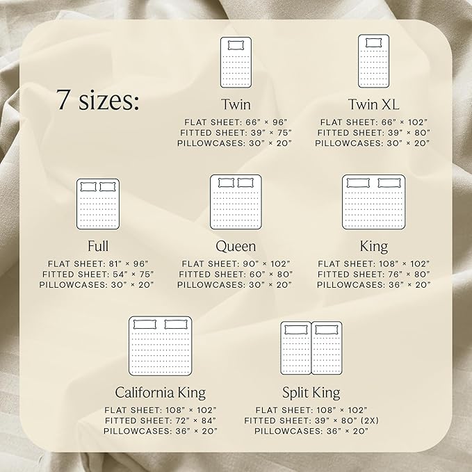 LuxClub 4 PC Queen Sheet Set, Deep Pockets Wrinkle Free Cooling Bed Sheets Hotel Bedding for Women, Men, Includes 1 Fitted Sheet, 1 Flat Sheet and 2 Pillowcases-Striped - Cream