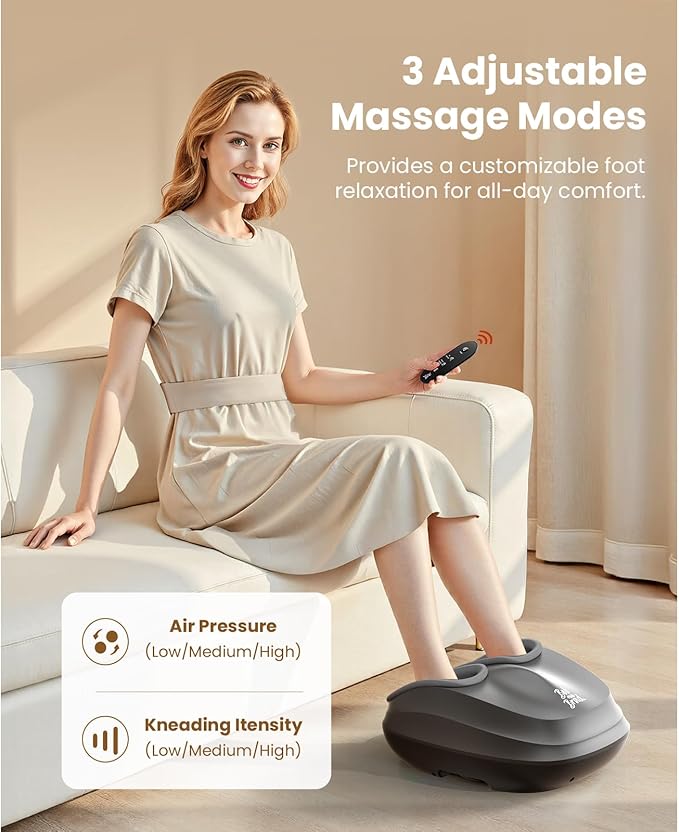 BOB AND BRAD Foot Massager with Heat and Remote, Shiatsu Deep Kneading Electric Feet Massager Machine for Plantar Fasciitis, Men Size 12