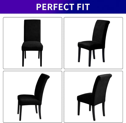 Howhic Stretch Chair Covers for Dining Room Set of 4, Removable Washable Dining Room Chair Covers, Dining Chair Slipcovers Seat Protector, Great for Home Upholstery and Banquet (Black, 4 Pack)