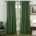 Olive Green Velvet Curtains 108 Inches Long for Bedroom, Luxury Room Darkening Thermal Insulated Blackout Curtains Luxury Window Drapes for Living Room, Back Tab Rod Pocket, W52 x L108, 2 Panels