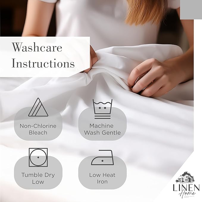 Linen Home 100% Cotton Printed Percale Sheets Queen Size, Deep Pocket, 4 Pieces Set - 1 Flat, 1 Deep Pocket Fitted Sheet and 2 Pillowcases, Crisp Cool and Strong Bed Linen, Grey Silhouette Floral