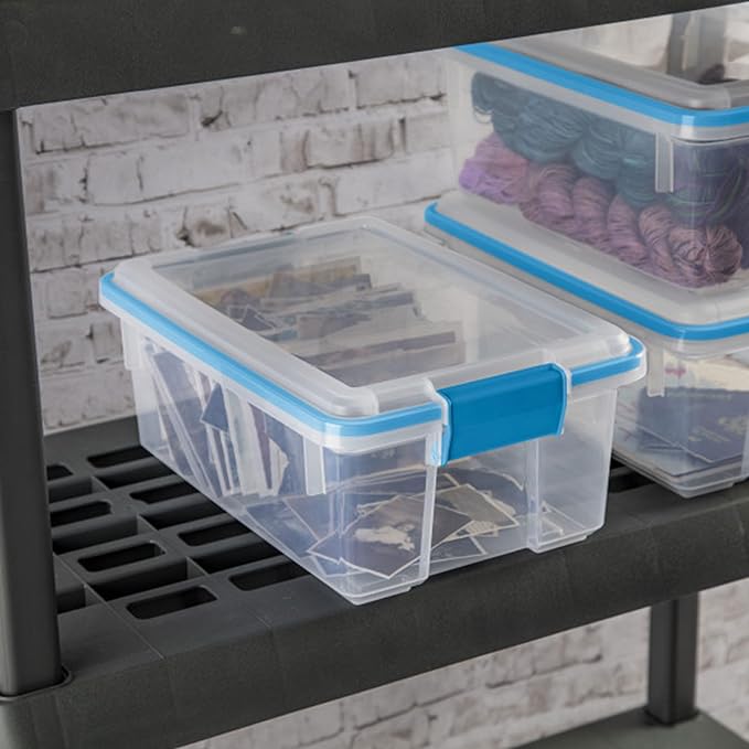 Sterilite 6-Pack Gasket Box, Weather-Resistant Storage Bins with Latching Lids, 12 Quart - Heavy-Duty Organizing Containers for Closet, Bathroom, and Office