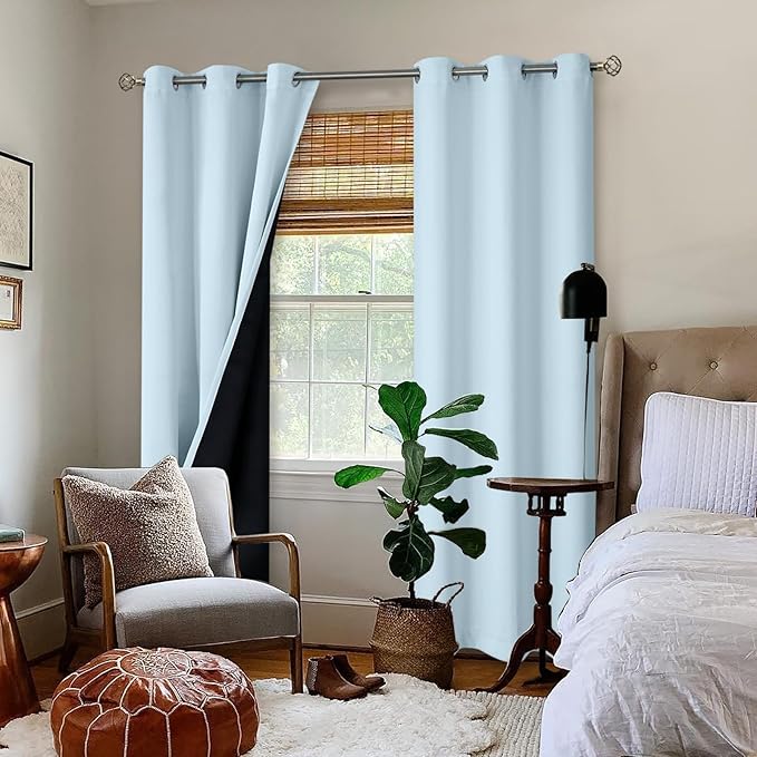 BGment Baby Blue 100% Blackout Curtains for Nursery Bedroom 84 Inch Length 2 Panels, Thermal Insulated Full Light Blocking Grommet Noise Cancelling Window Curtains for Kids Room, 38 Inch Wide Each