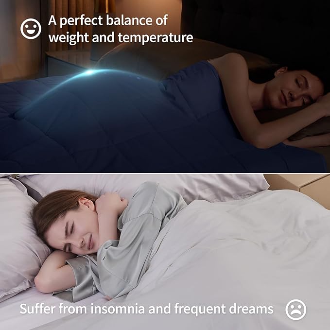 Weighted Blanket Twin Size (48"x72" 15lbs),Ultra Soft and Cozy Cooling Weighted Blanket Twin Size for Adult,Heavy Blanket with Machine Washable Soft Blanket, Blue