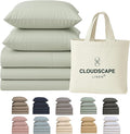 Cloud Scape Linen 100% Egyptian Cotton Split King Sheet Set for Adjustable Bed,400 Thread Count, 5 Pcs Bedding Set, Soft, Breathable and Durable, Deep Pockets up to 17, Mineral