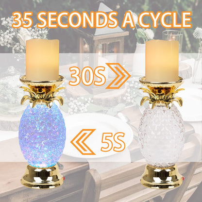 YAKii 9.5" Pineapple LED Color Changing Shine Lava Lamp,Swirling Water Waves Lamp Kid Safe Battery/USB Cable Operated,Table Lamp Candle Holder Table Decoration Gold(Pack of 2)