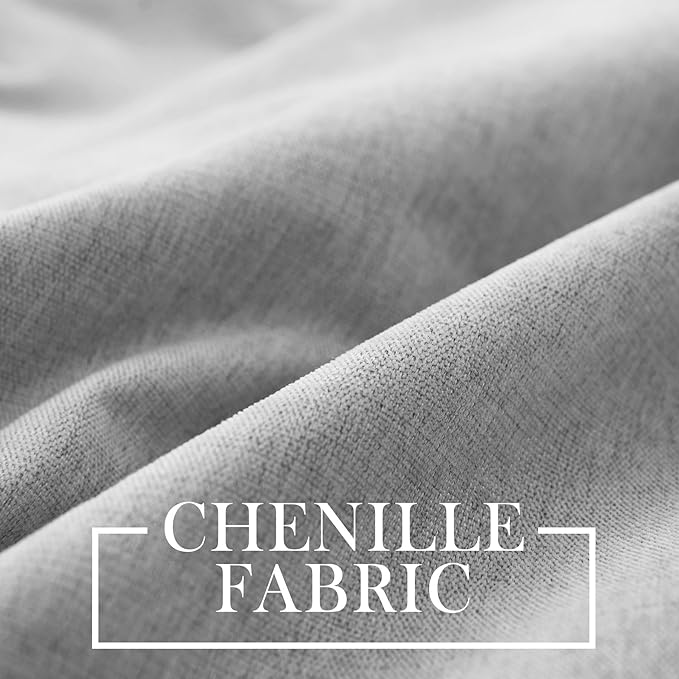 Macochico 100% Blackout Curtains Chenille Curtains for Living Room Thermal Blackout Curtains for Bedroom Hotel Banquet Classic Decor Apricot Grey Curtains with Tieback 72" Wx96 L Grommet 1 Panel
