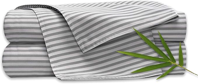 Pure Bamboo King Sheets, Genuine 100% Organic Viscose Derived from Bamboo Bed Sheet Set, Luxuriously Soft & Cooling, Double Stitching, 2 Year Quality Promise (King, Stripes)