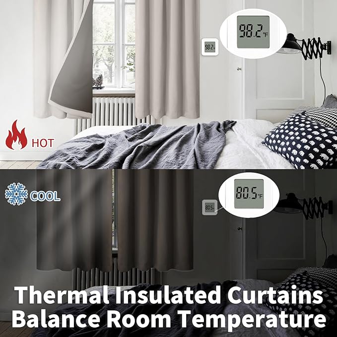 BGment Full Blackout Curtains for Living Room 84 Inch Length 2 Panels Set, Double Layer Room Darkening Thermal Insulated Noise Reducing Curtains with Rod Pocket, 52 Inch Wide, Cashmere