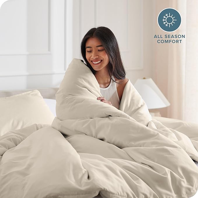 Bare Home Bedding Duvet Cover Oversized Queen - Premium 1800 Super Soft Collection - Lightweight, Cooling - Soft Breathable Bedding Duvet Cover (Oversized Queen, Sand)