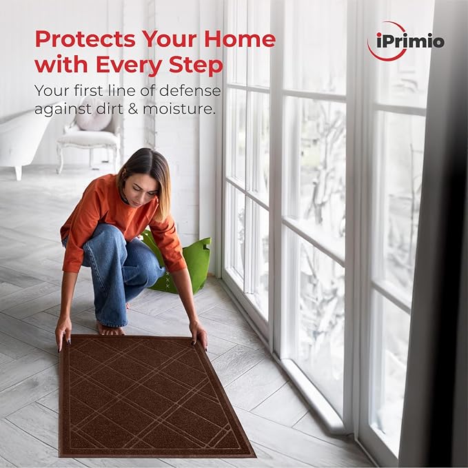 SlipToGrip Universal Door Mat, Plaid Design - Brown, 42 x 35 - Anti Slip, Durable and Washable, Outdoor, Indoor Floor Welcome Mat - Patio, Front Door, Dust Absorbent