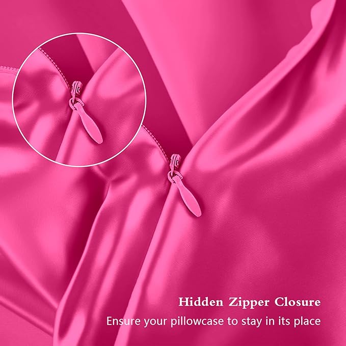Silk Pillowcase for Hair and Skin, Mulberry Silk Pillow Cases King Size, Anti Acne Cooling Sleep Both Sides Natural Silk Satin Pillow Case Covers with Hidden Zipper, Gifts for Women Men, Hot Pink