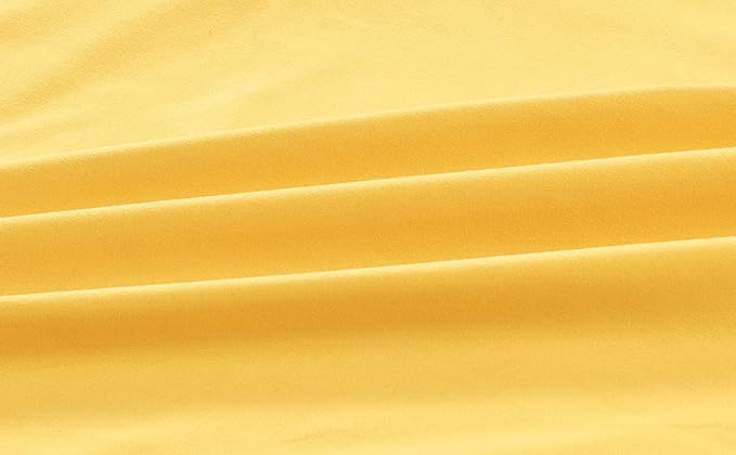 Sheets & Beyond Wrap Around Solid Microfiber Luxury Hotel Quality Fabric Bedroom Gathered Ruffled Bedding Bed Skirt 14 Inch Drop (King, Yellow)