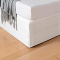 Full Bed Skirt, Grid Plaid Soft Quadruple Pleated Ruffle Bed Skirt, Tailored Dust Ruffle 18 Inch Drop Easy Fit, Machine Washable (White)