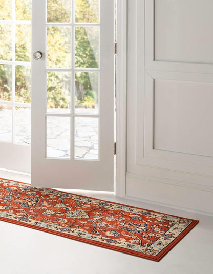 Unique Loom Sialk Hill Collection Area Rug - Washington (3' x 16' 5" Runner Terracotta/Cream)