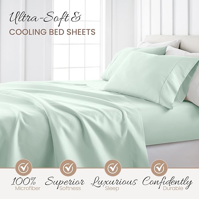 Linen Market Bed Sheets for Twin Size Bed (Mint) - Sleep Better Than Ever with These Soft and Cooling Twin Sheets - Deep Pocket Fits 16" Thick Beds - 3 Piece Twin Sheet Set