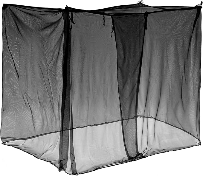 4 Corners Mosquito Net for Mosquiteros para Camas Bed Canopies Netting Bed Drapes Rectangular Mosquito Mesh for Camping Home Outdoor Travel(Black,L87 X W79 X H79 Inch,1 Opening)