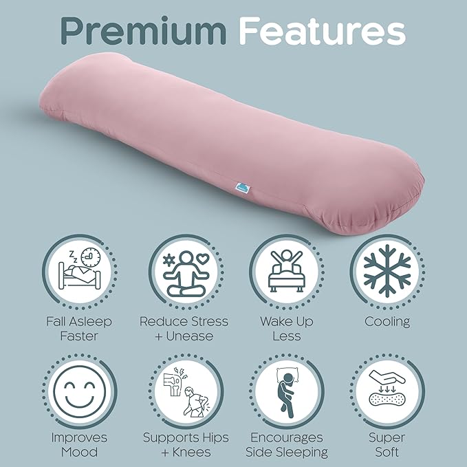 Weighted Body Pillow 8lbs - Weighted Pillow for Deeper Sleep (48" x 14") - Cooling Body Pillows for Adults, Side Sleeper Body Pillows with Cover (X-Large/Blossom)