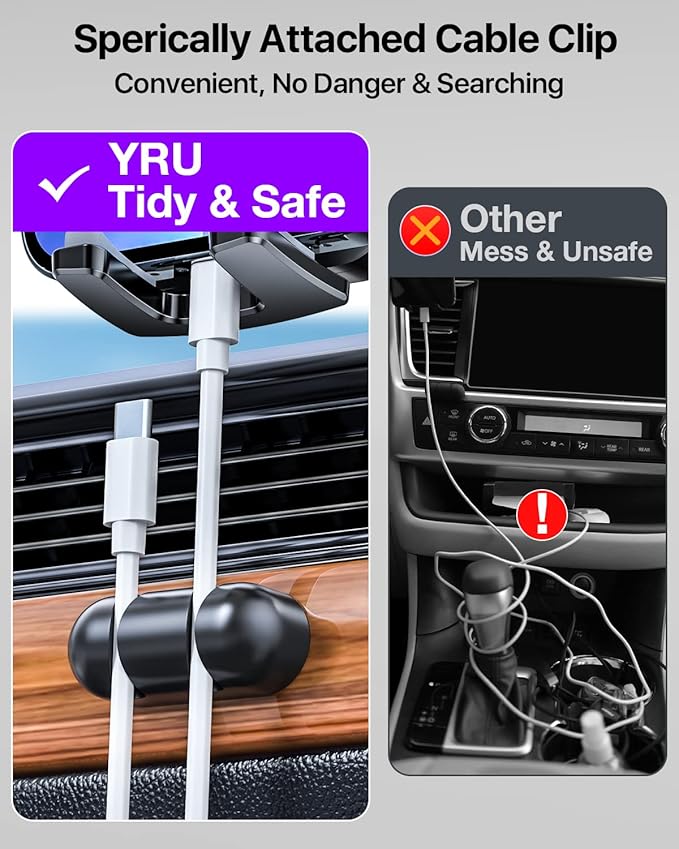 [2025 Upgrade Extreme Strong Suction] YRU Car Phone Holder Mount,[Bumpy Road Stable]Dashboard Cell Phone Holder for Car Vent Windshield Phone Stand for iPhone 16 15 14 13 Pro Max Samsung Truck, Purple