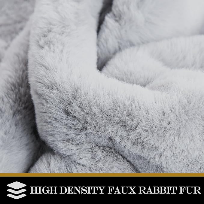 Latepis Grey Accent 4x6 Area Rug Plush Shaggy Rugs Washable Faux Rabbit Fur Rugs Fuzzy Shag Large Rug for Bedroom Dorm Nursery Luxury Home Decor Sheepskin