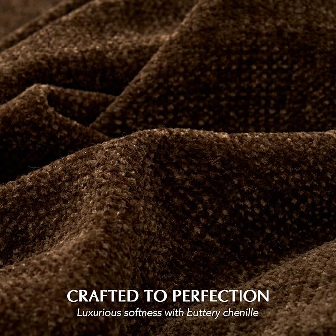 EVERGRACE Soft Chenille Throw Blanket for Couch, Cozy Plush Fuzzy Decorative Chenille Knit Throw Blanket with Tassels, Lightweight Blanket and Throws for Bed Sofa Gift Home Decor, Dark Brown 60"x80"