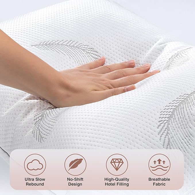 Goose Feather Pillows Bed Pillow - Hotel Down Pillows Queen Size Set of 2, Ultra Soft Bed Pillow for Sleeping, Fluffy Support Surround Fill Polyester for Back, Stomach, Side Sleepers