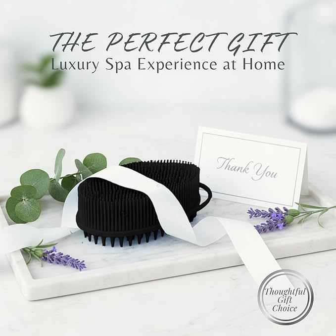 Scalp Massager Shampoo Brush Silicone - Hair Scrubber Shower Tool - Avilana Scalp Exfoliator Head Massage Brush - Gentle Daily Cleansing All Hair Types - Gift Women Men