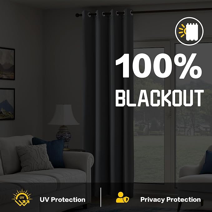 Extra Long Blackout Soundproof Curtains Thermal Insulation Drapes with 3-in-1 Layer Light Blocking Heat Insulating for Bedroom Living Room (1 Panel, Grey, 50" x 120")