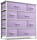 Sorbus Dresser with 8 Drawers - Furniture Storage Chest for Kid’s, Teens, Bedroom, Nursery, Playroom, Clothes, Toys - Steel Frame, Wood Top, Fabric Bins (Purple)
