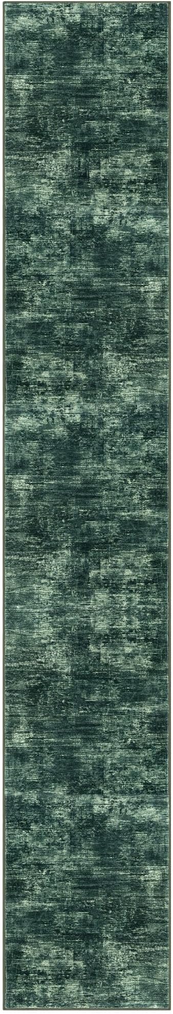 IOHOUZE Abstract Runner Rug 3x16 Ft Washable Runners for Hallways, Non Slip Kitchen Runner Printed Faux Wool Entryway Runner Indoor, Modern Abstract Floor Carpet for Hall Stair, Dark Green