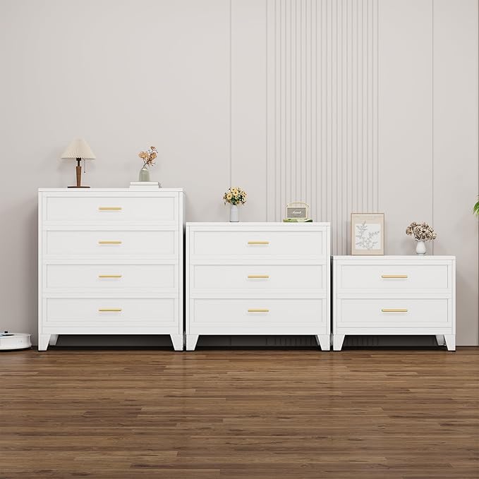 Metal Dressers, White Small Dresser for Bedroom, 24.76" H Dressers & Chests of Drawers, Dresser and Nightstand Sets for Living Room, Entryway, Hallyway (White, 2 Drawers)