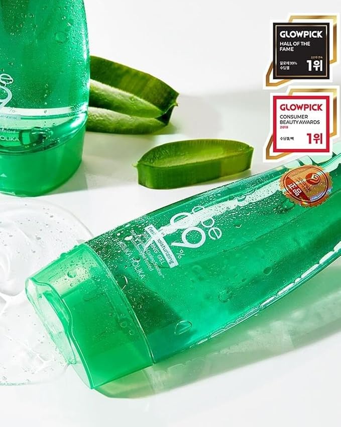 HOLIKA HOLIKA Aloe 99% Soothing Gel Fresh Moisturizing, 8.5 Ounce, 250ml 2 Pack - No Sticky 99% Aloe Vera Sunburn Relief - Moisturizing, Fast Absorbing for Face, Skin, Body&Hair