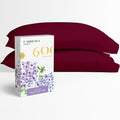 Carressa Linen 100% Egyptian Cotton King Size Pillow Cases Set of 2 - Luxury 600 Thread Count King Pillowcases (Burgundy), Silky Soft, Cooling, Breathable Sateen Weave Hotel Quality Bed Pillow Cover