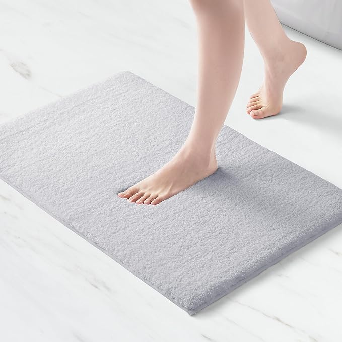 Madison Park Signature Non Slip, Luxrurious Plush Mat, Absorbent, Quick Dry, Spa Design Bath Room Décor Marshmallow Bathroom Rug, 1'8"x2'6", Silver