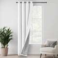 White Noise Canceling 3-in-1 Heavy Curtains 100% Blackout Curtains Grommet Doorway Curtains for Bedroom Living Room Energy Saving Thermal Insulation Winter Drapes (1 Panel, White, 50" x 84")