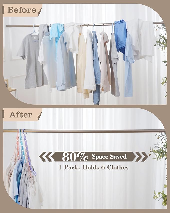 Space Saving Hangers for 48 Clothes, Reinforced Collapsible Hangers with 360° Swivel Hook, Hanger Hooks Space Saver for Closet Organizers and Storage, Dorm Room Essentials, Fully Assembled, Black