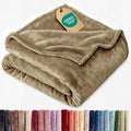 Ultra Soft Fleece Blanket Throw Size - Flannel Fleece Luxury Throw Blanket - Lightweight for Couch Bed Chair - Thick, Warm and Breathable - All Season Cozy Fuzzy, Anti-Static Microplush Bedding, Camel