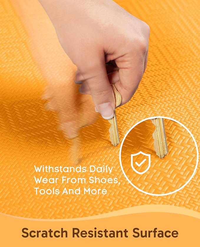 Ophanie Kitchen mats for Floor, 3/4 inch Thick, Kitchen Rugs, 20''x48'' Anti Fatigue Standing Cushioned Mat, Waterproof,Comfort Ergonomic mat for Office, Home, Sink, Orange Non-Slip Bottom