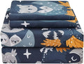 JSD Forest Animals Kids Sheet Set Twin Size, 3 Piece Navy Blue Owl Microfiber Bed Sheets Deep Pocket