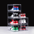 6 Pack Acrylic Shoe Boxes, Ultra Clear Shoe Boxes Stackable, Shoe Storage Box Sneaker Storage for Sneakerhead, Foldable Shoe Organizer with Magnetic Door, Professional Shoe Display Fits US Size 15